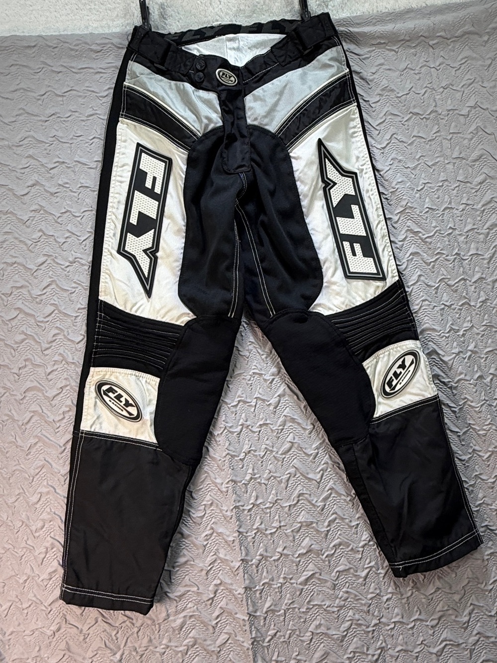 Fly Racing 208 Motocross Race Pants Black White Size 32 Kevlar Knee Riding gear